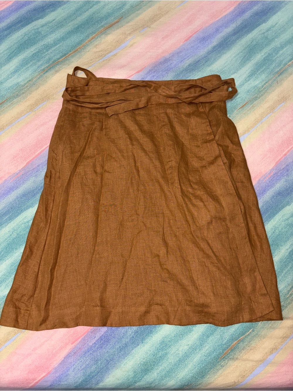 Magic Linen “Seville” 100% Linen Wrap Skirt in Cinnamon size L - Picture 3 of 5